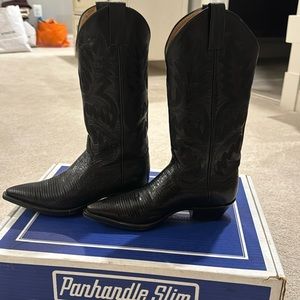 Genuine leather handcrafted black western boots.